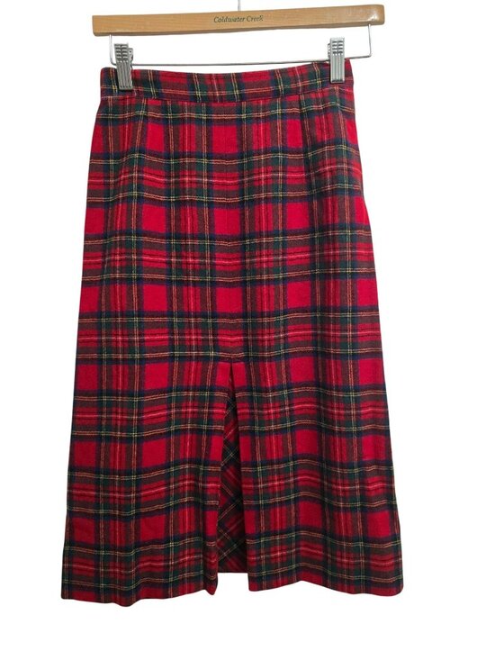 Pendleton Dresses & Skirts - Vintage 50-60's Pendleton Tartan Red Plaid Virgin Wool A-Line Skirt Size 14 READ